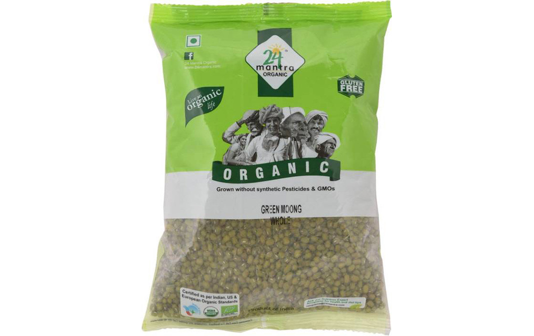 24 Mantra Organic Green Moong Whole    Pack  500 grams